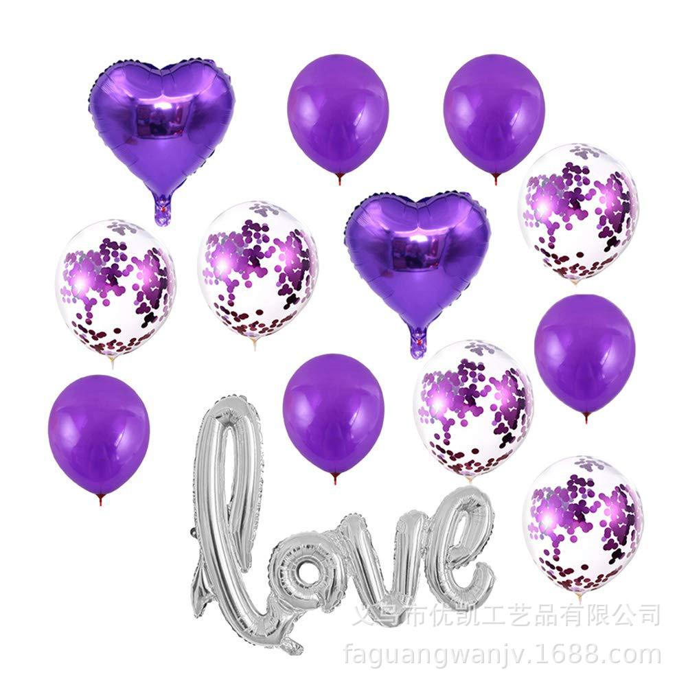 Valentinsdag stor sammenføjede kærlighed 12 tommer paillet ballon kombination dragt til bryllupsdekoration rund ballon