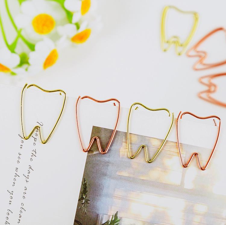 Zahnform Büroklammer Zahn Büroklammer Goldene Memo Clip Gebogene Nadel Stift Niedliche Lesezeichen Zahnförmige Büroklammern: dunkel Grau