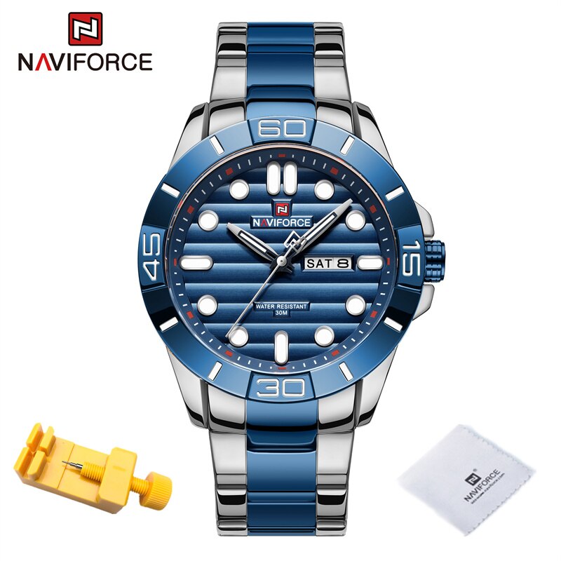 NAVIFORCE – montre-Bracelet lumineuse en acier inoxydable pour homme, à Quartz, étanche, Original, à la: SBE