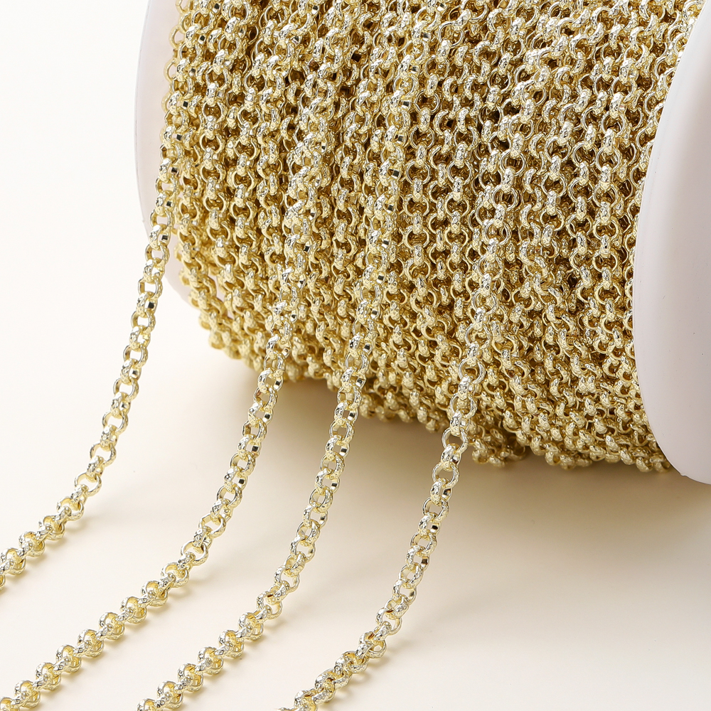 1 metro/rollo de 4mm, 14K, 18K, cadenas de eslabones cruzados de latón chapado en oro, fabricación de joyas, cadenas a granel para accesorios artesanales hechos a mano DIY: Blanco