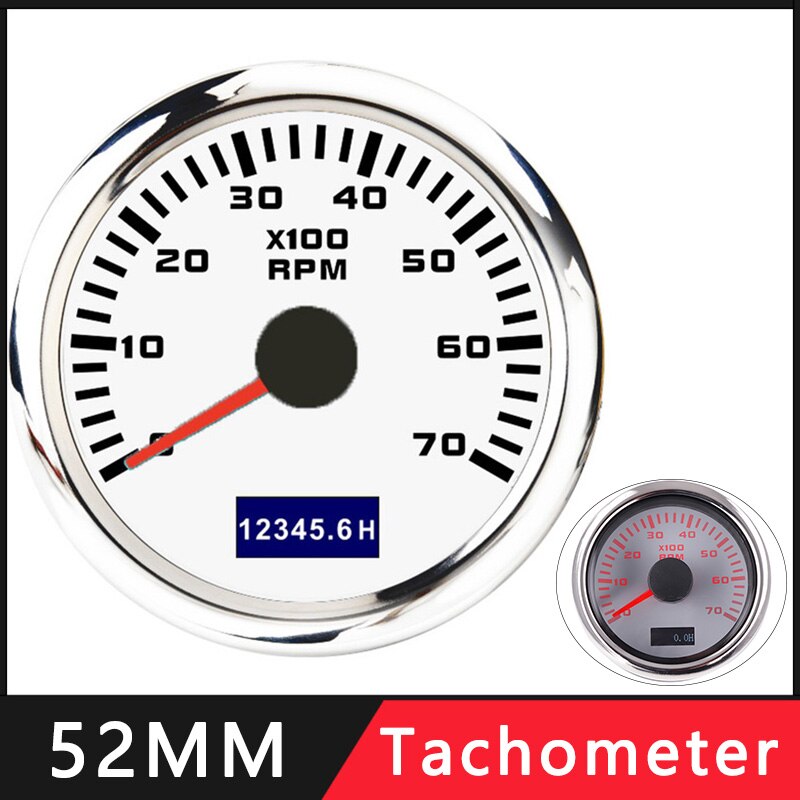 52Mm Toerenteller Universele Marine Auto Vrachtwagen Boot Met Urenteller Waterdicht 0-7000Rpm Tacho Sensor