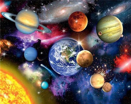 Pintura al óleo AZQSD por número, imagen DIY de arte de pared de planeta para la sala de estar, decoración del hogar, colorear por números, paisaje, único: SZGD7651