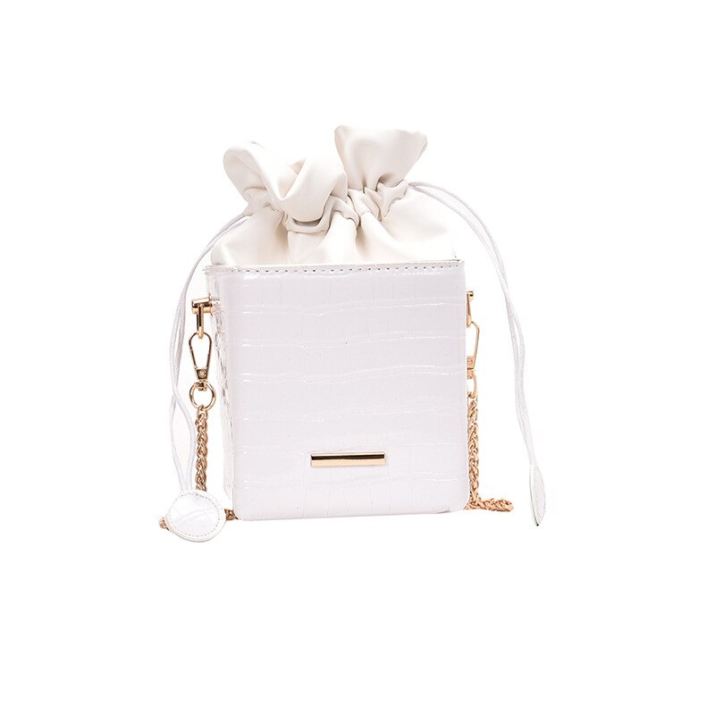 evening clutches and handbags crocodile pattern mini crossbody bag women with chain: WHITE