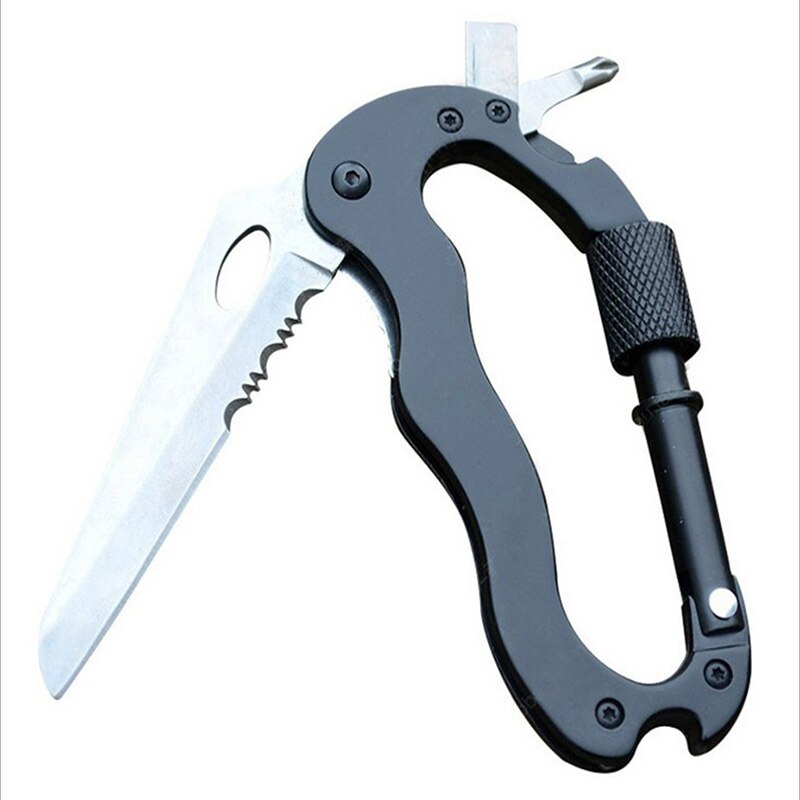5-in-1 Multitool Carabiners Clasp Knife Stainless Steel Climbing Quickdraws Straight Cross Screwdriver Outdoor Carabiner Tools: Default Title