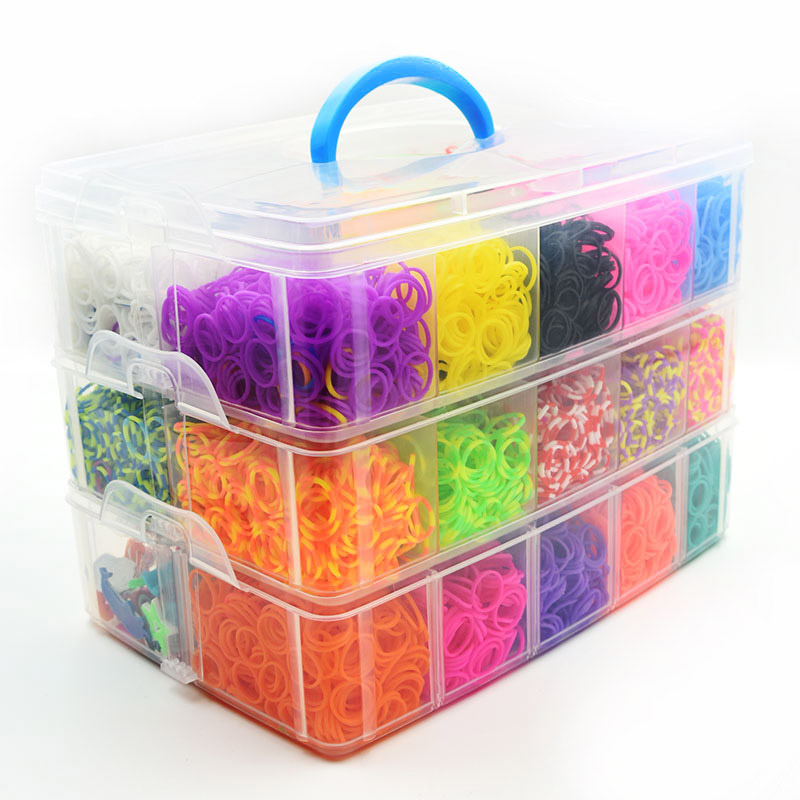 Box Packed! Rubber Bands Weaving Set DIY Toys Loom Craft Kid Bracelet Braid Silicone Elastic Weave Bands for Girls: Pink