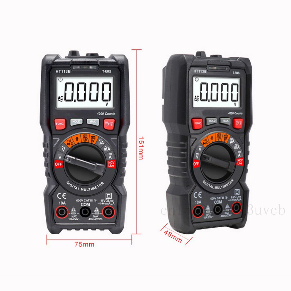 HT113C Digital Mini Multimeter Auto Range 6000counts Voltage Resistanc True RMS Transistor Tester 600V Digital Multimeter