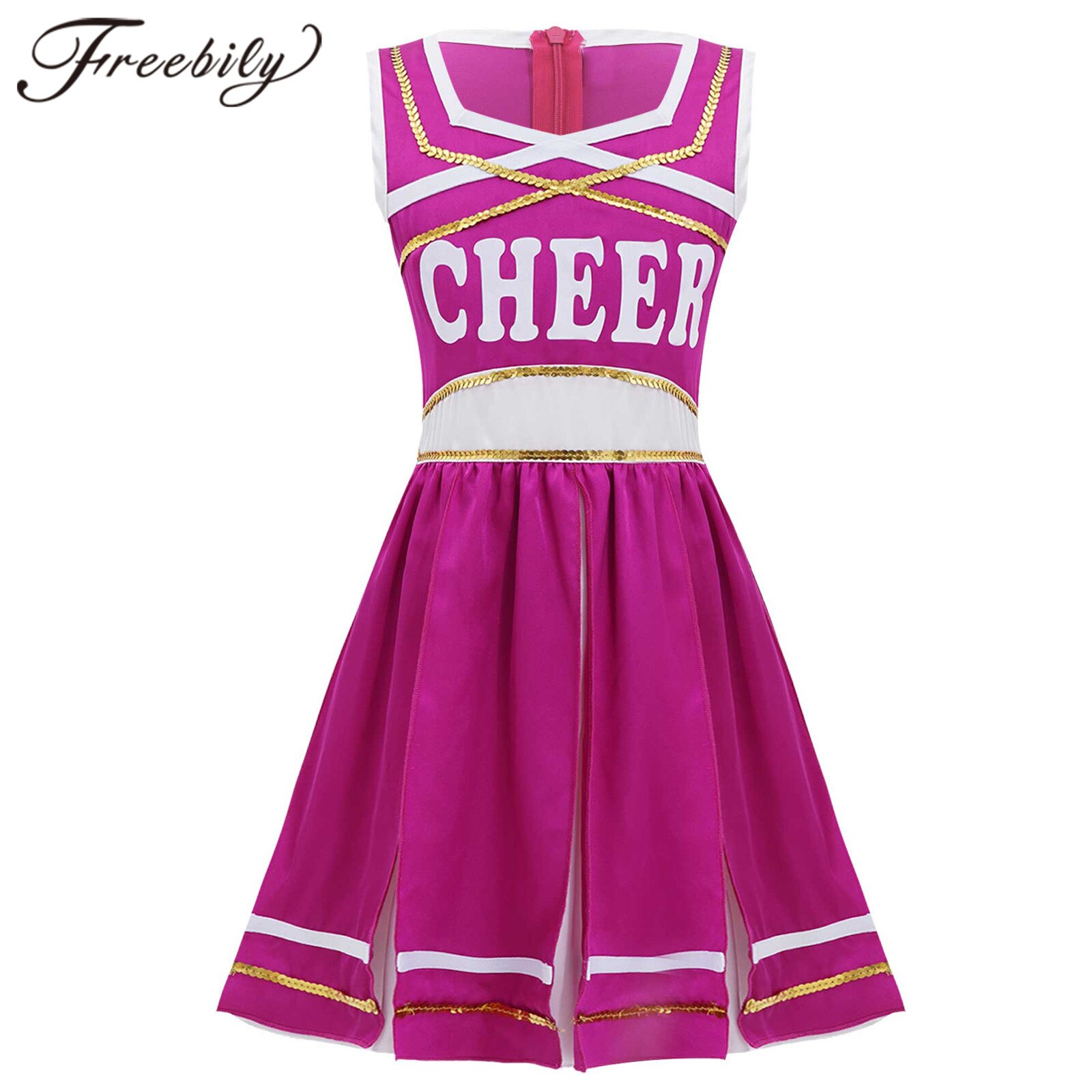 Kids Cheerleader Costume Patchwork CHEER Printed Cheerleading Dance Dress Girls Childrens Competiton Cheerleader Uniforms Dress