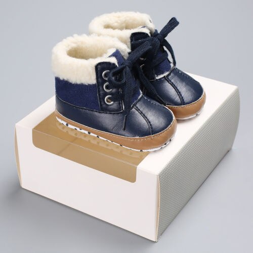 Merk winter baby laarzen peuter jongens schoenen baby winter sneeuwlaarzen zachte zool schoenen antislip kruisstrik sneakers 0-18m