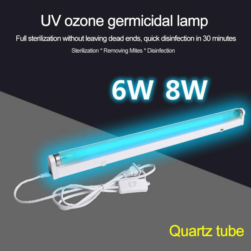 6W 8W UV Lamp Tube Quartz Germicidal Disinfection 110v 220v Ultraviolet Quartz Linear Light With Ozone Generator Sterilization