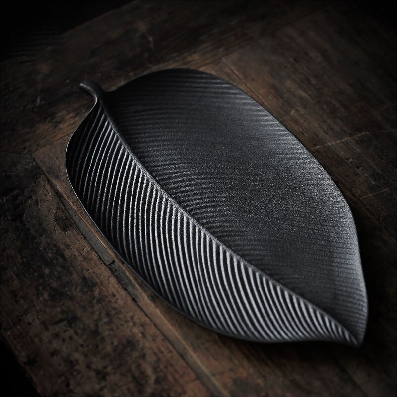 japan ceramic tea trays handmade tea table serving tray chinese kung fu tea accessories: black