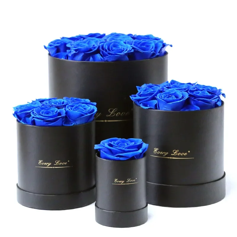 Caja de de cubo de abrazo redondo con flor rosa preservada, flor eterna, rosa inmortal, boda, del Día de San Valentín para novia, mamá y esposa