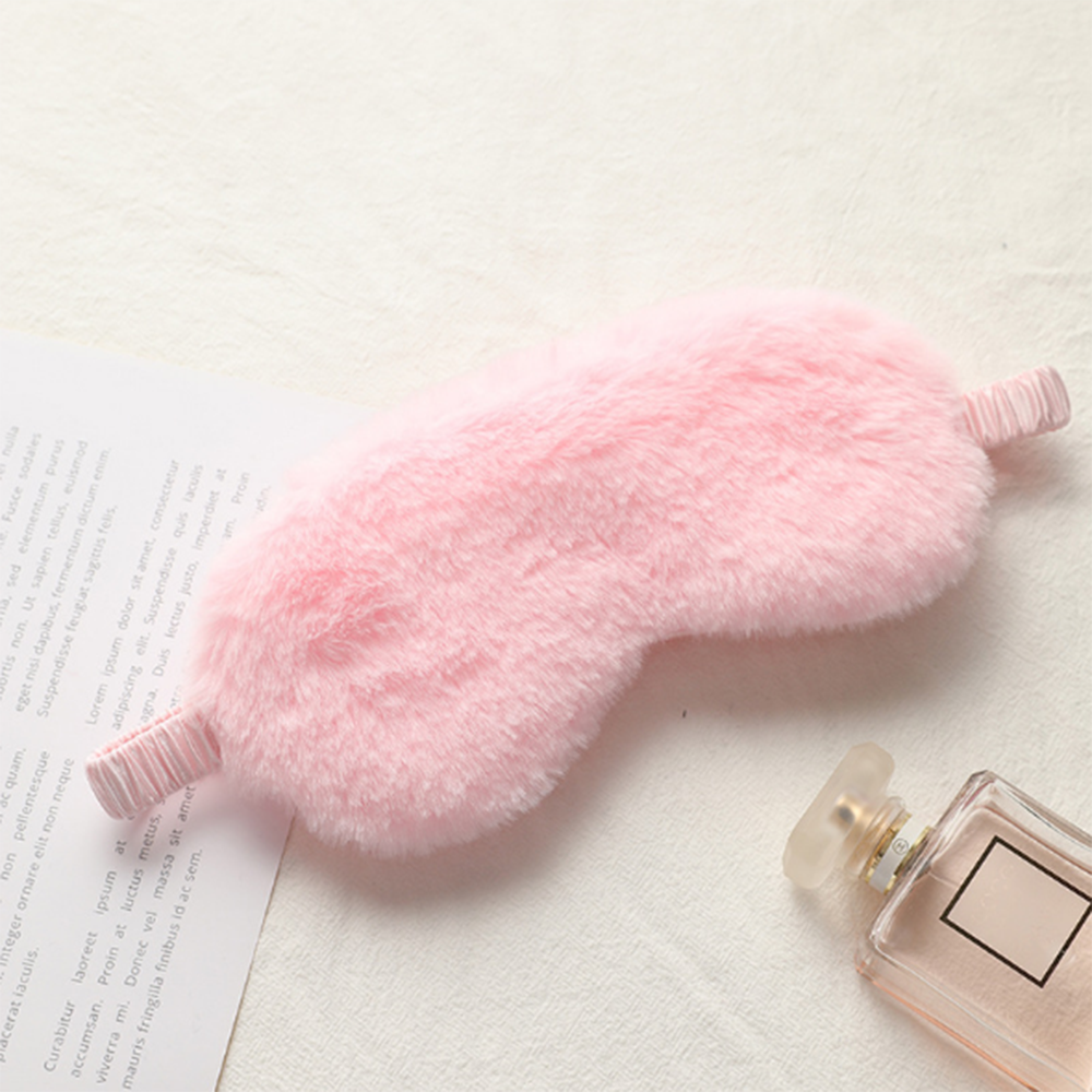 Mascarilla de felpa suave para dormir, máscara para los ojos con de nube de amor, parche de ojos, siesta, salud: Rosa