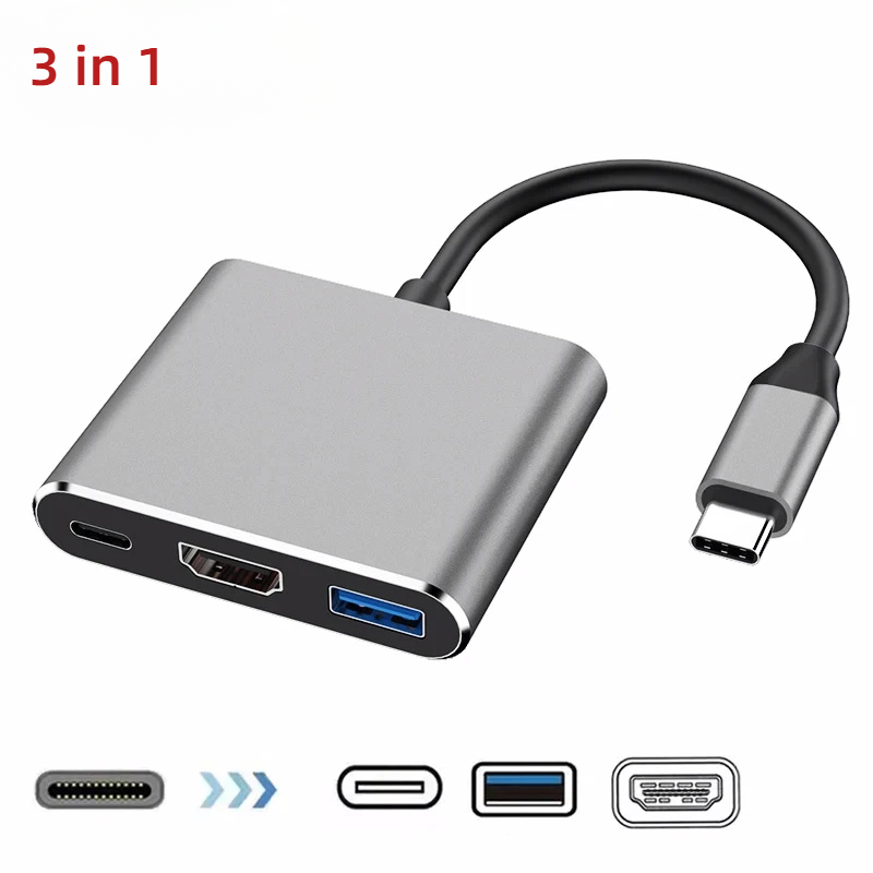 4 w 1 2 w 1 Typ C do podwójnego HDMI Rozgałęźnik rozszerzający PD USB HUB 4k Multi Displayer Converter Obsługa szybkiego ładowania: orange