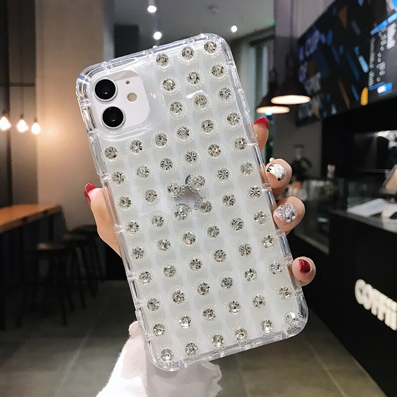 Couverture de téléphone transparente anti-rayures pour iPhone7/8/11/Plus/x/se, diamant strass, haut de gamme, de luxe, perceuse à pâte: For iphone se2020