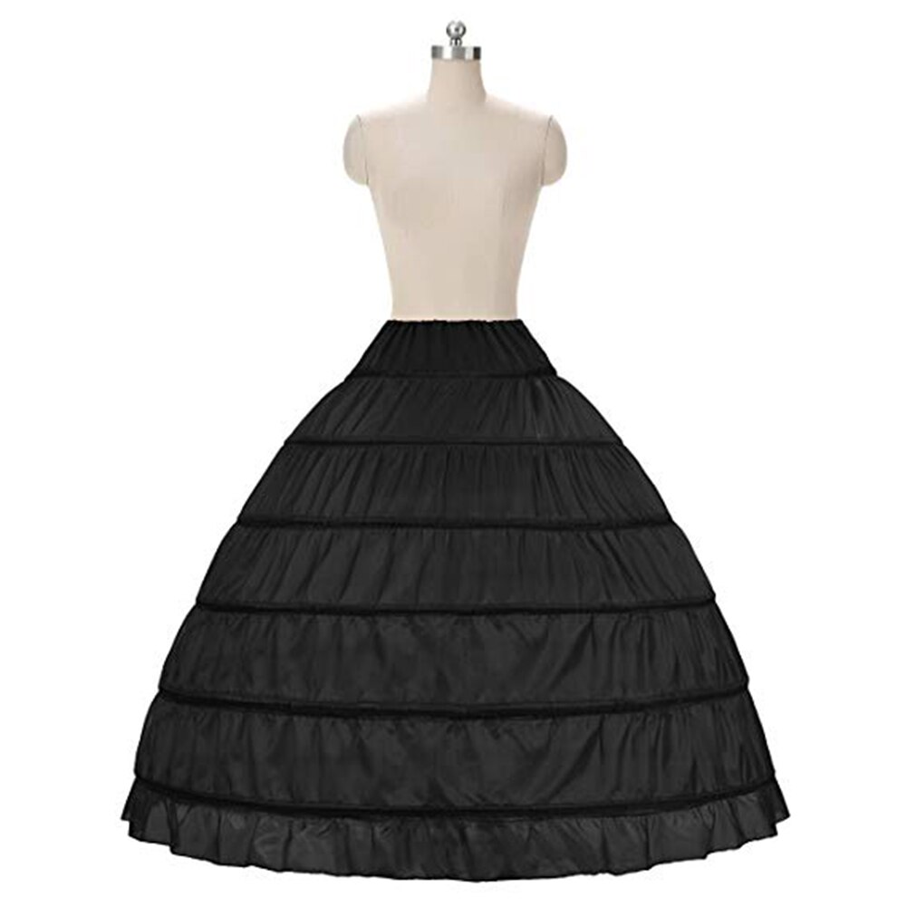 White 6 Hoops Petticoats Bustle for Ball Gown Wedding Dresses Underskirt Bridal Accessories Bridal Crinolines Skirts: Black