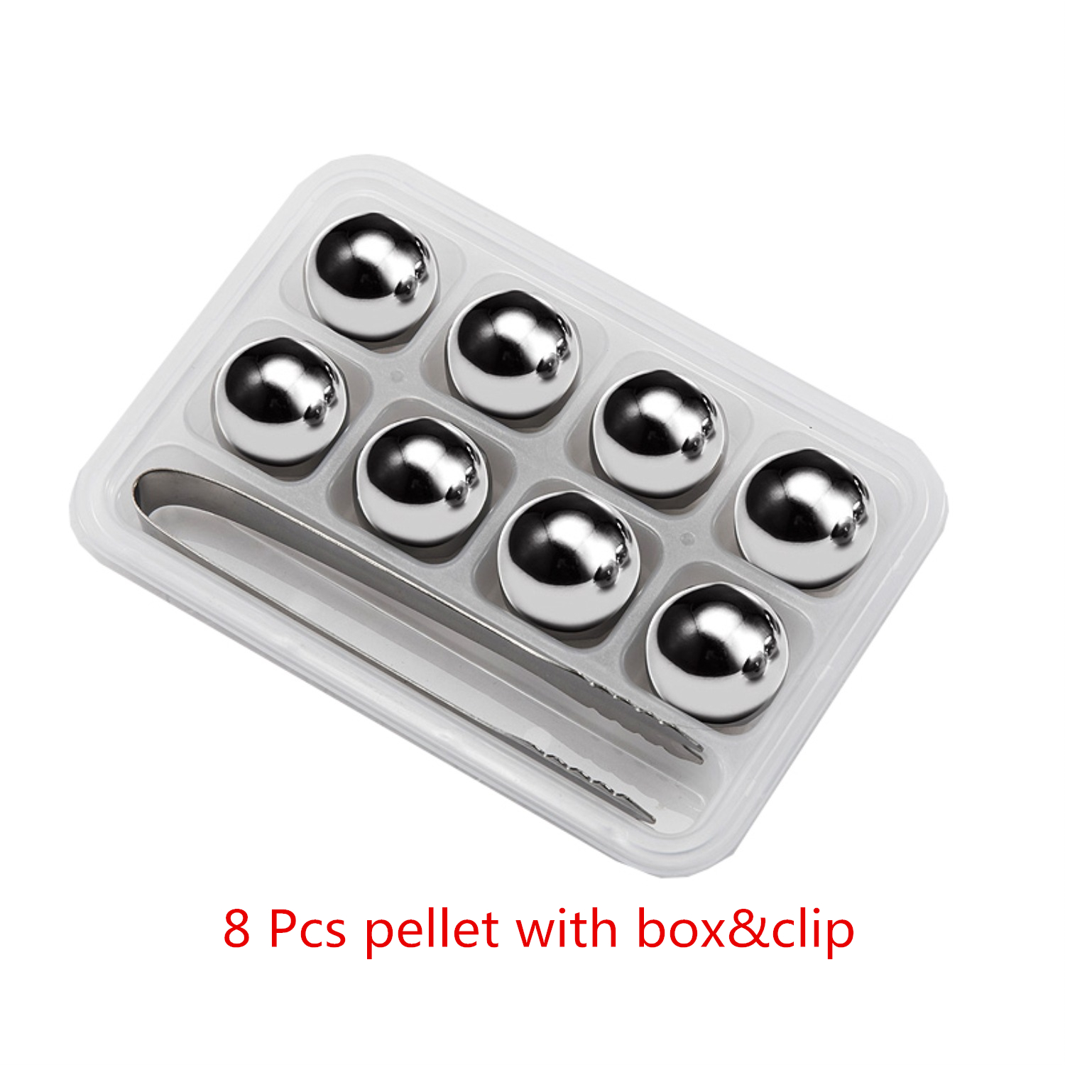 Rvs Whisky Ijsblokjes Bar Levert Magische Wodka/Wiskey/Wijn/Bier Koeler Rotsen Koelers Houder Boxed chiller Gereedschap: 8 pcs balls