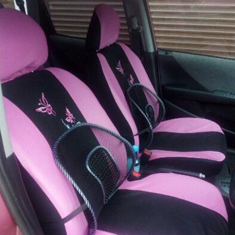 4/9 Stks/set Roze Auto Stoelhoezen Vlinder Borduurwerk Auto-Styling Vrouw Stoelhoezen Auto Interieur Accessoires