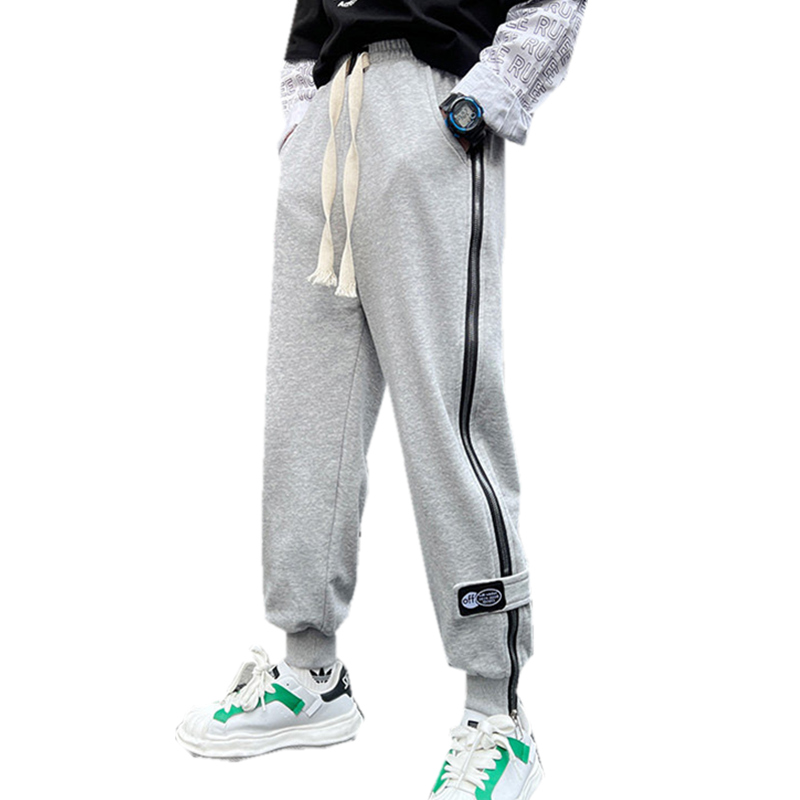 2022 novas crianças calças 5-14years meninos calças casuais roupas de algodão xadrez calças adolescente menino primavera esporte moletom cinza preto