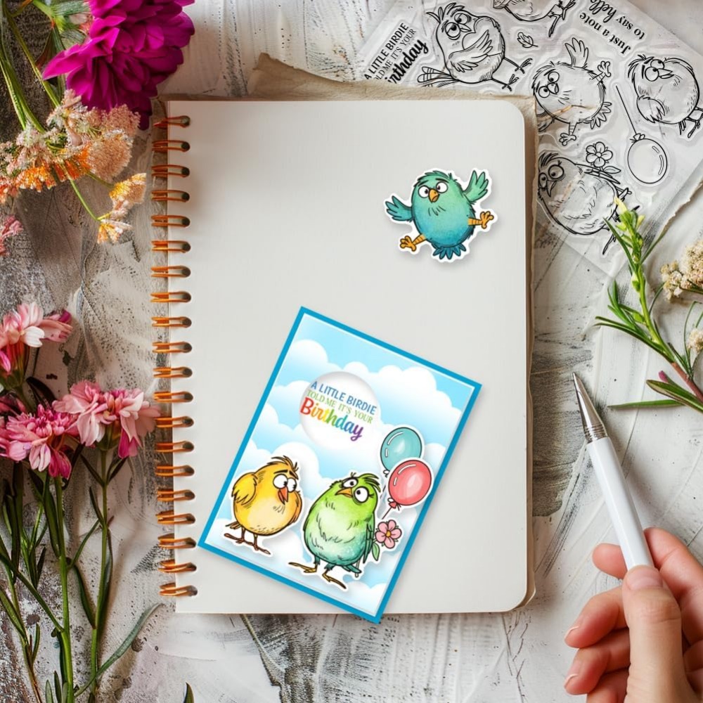 1pc tecknade fåglar genomskinliga stämplar roliga fåglar genomskinliga stämplar födelsedagsfågel silikonstämplar för gör-det-själv scrapbooking fotoalbum dekorativa