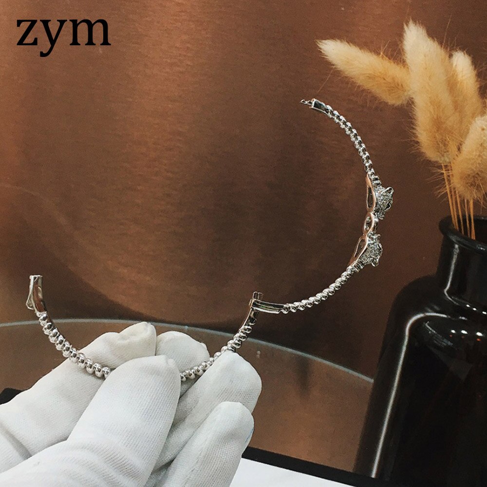 FXM Women's Bracelet - Cubic Zirconia Cheetah - Gold, Rose Gold, Silver Plated - Trendy Animal Design