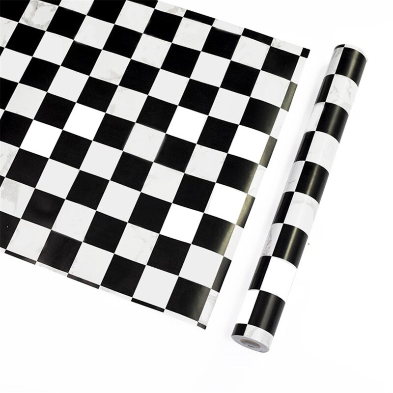 Moderne 45Cm X 10M Pvc Zwart Wit Gestreepte Zelfklevend Behang Contract Muur: 1339