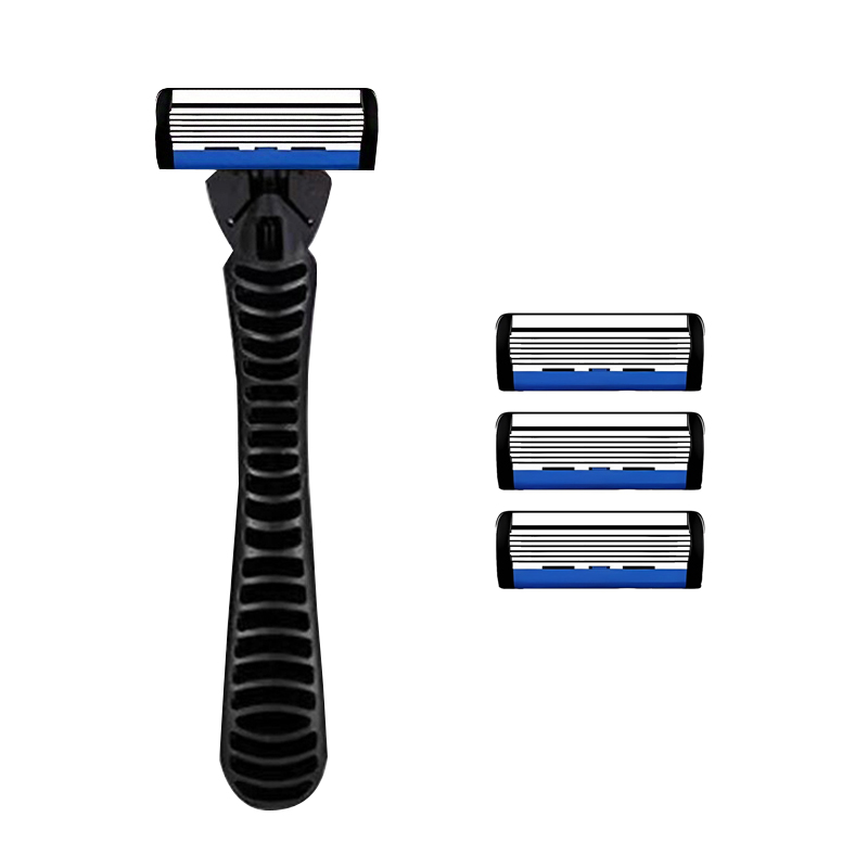 Handmatig scheermes voor mannen, zeslaags mes, roestvrijstalen mesjes, geen huidbeschadiging, ouderwetse mesjes, scheerkoppen: Goud