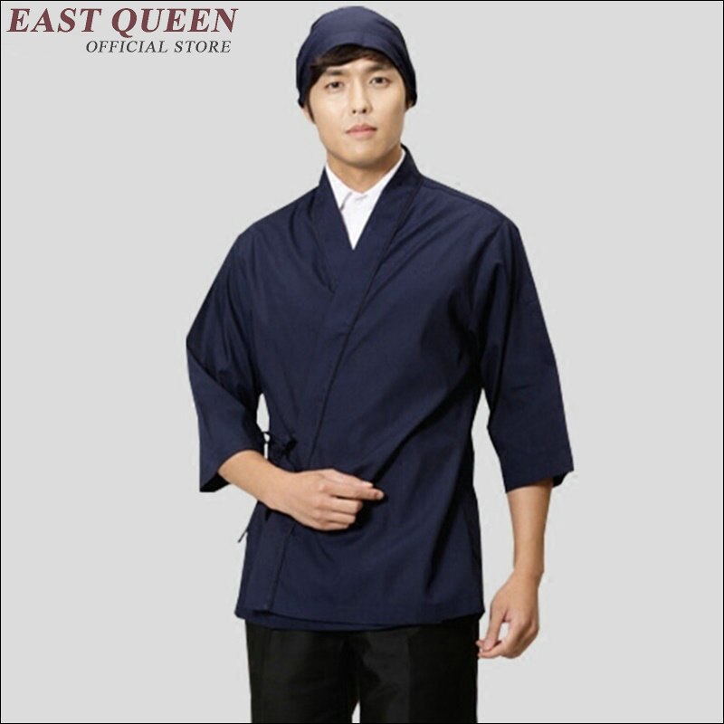 Food service men japanese chef jacket sushi chef uniform male japanese restaurant uniforms sushi chef clothing AA1374: 1 / XL