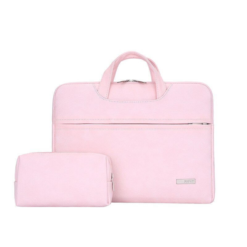 Kissyenia PU Leather Waterproof Laptop Briefcase Men Women 14inch Computer Bag Flight Shoulder Bag Business Travel Laptop KS1343: Pink with Purse