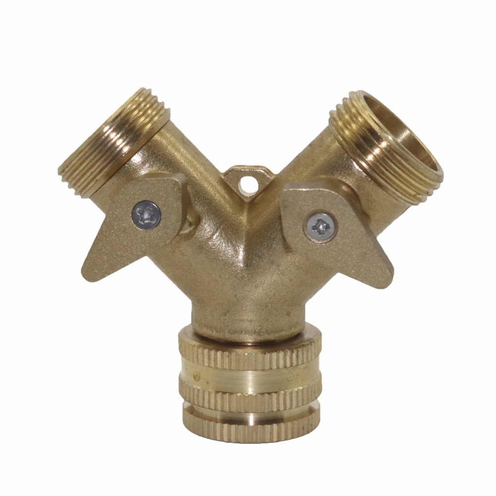 Brass Hose Pipe Splitter 2 Way Quick Connectors Y Shape Garden Tap garden Water Connectors garden water tap splitter