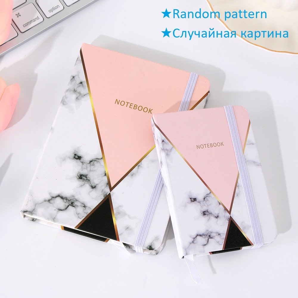 Bloc de notas de mármol de Color aleatorio, 1 Uds., Bloc de notas de bolsillo para estudiantes A5/A6/A7, suministros de oficina, papelería escolar, 96 hojas, cuaderno diario