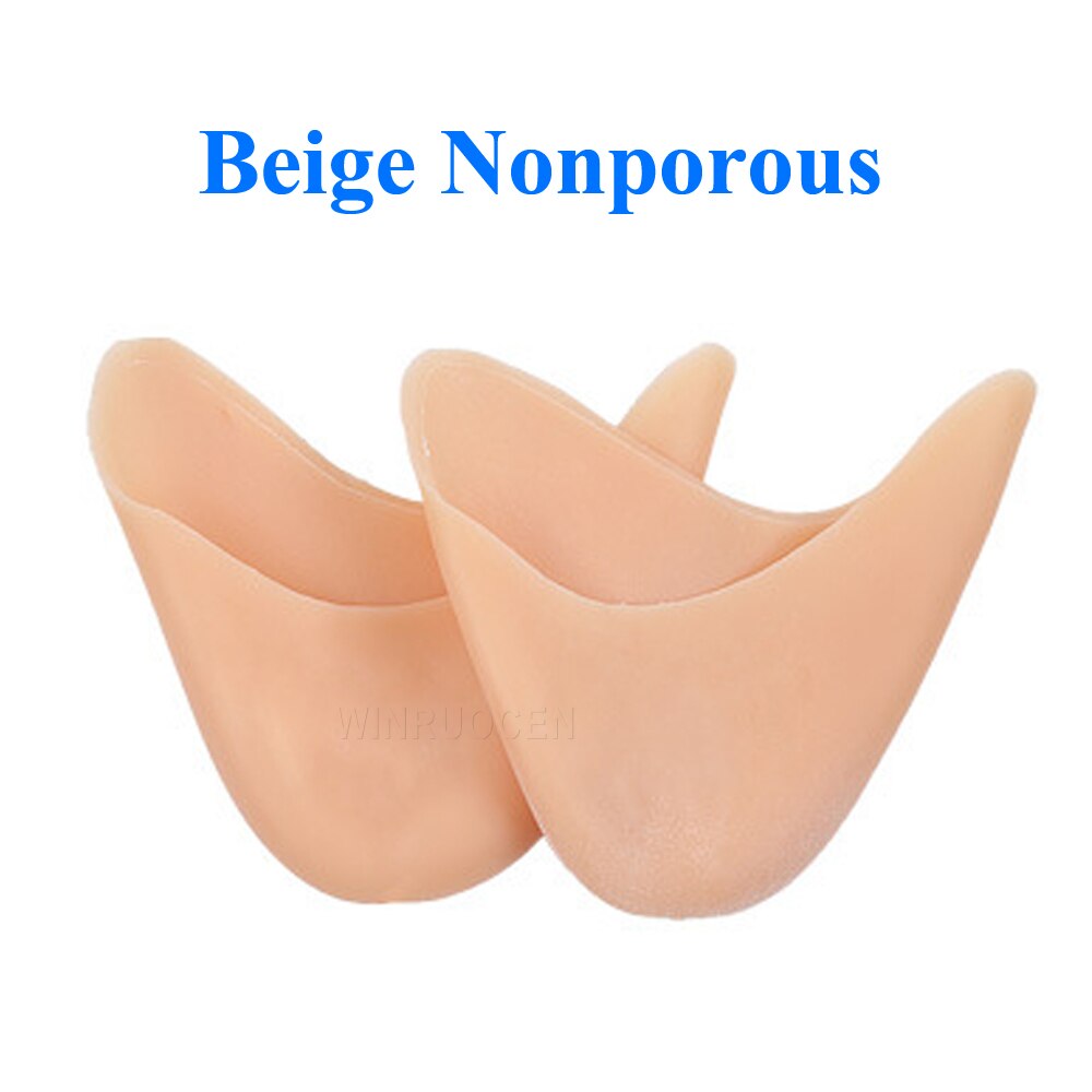 Gel de silicona elástico de para danza del Ballet, Protector para el antepié con agujeros transpirables, plantilla para aliviar el dolor en los dedos del pie: Beige Nonporous