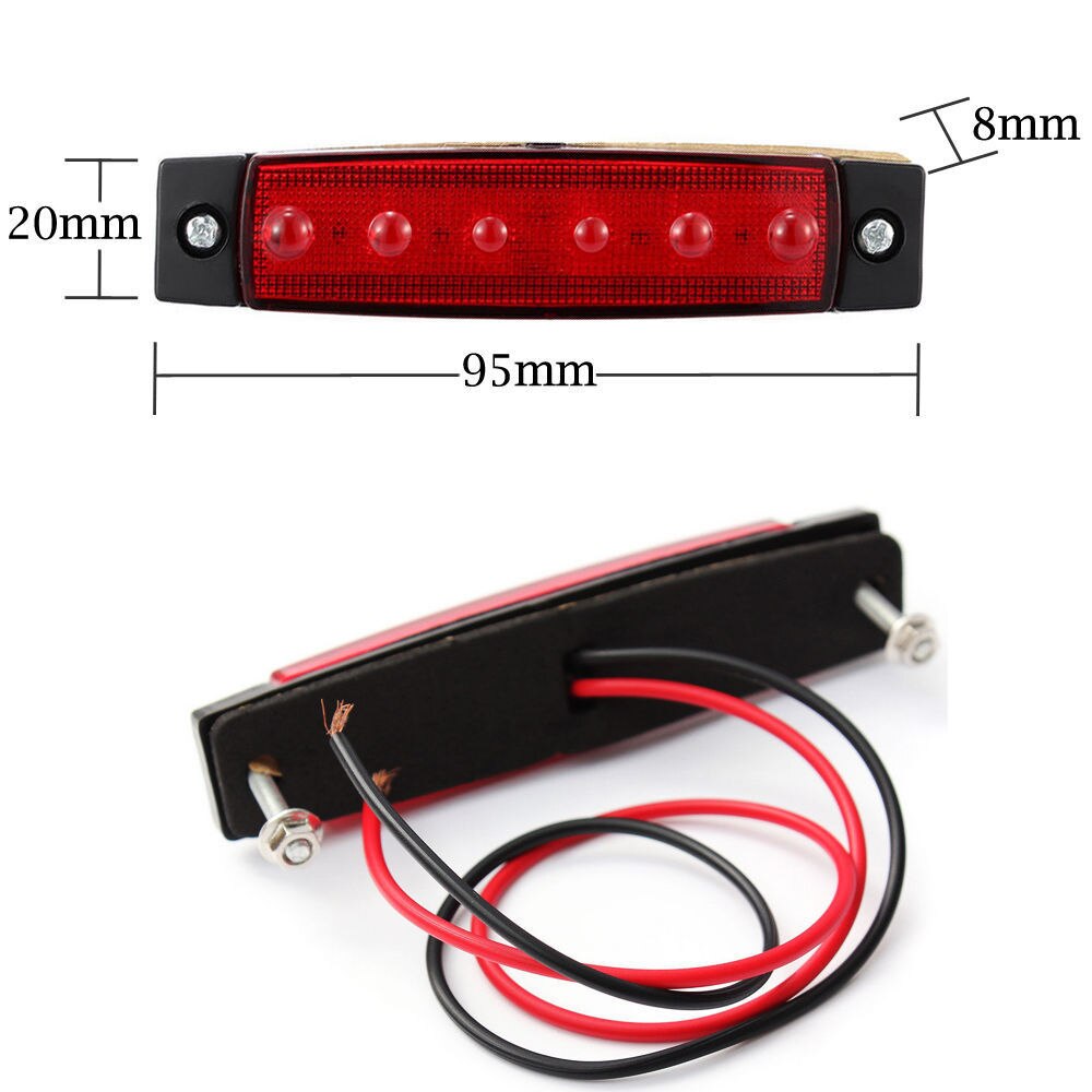 Rode  dc 12v 6 led zijmarkeringslamp voor aanhanger, vrachtwagen, boot, bus, richtingaanwijzer, camperlamp