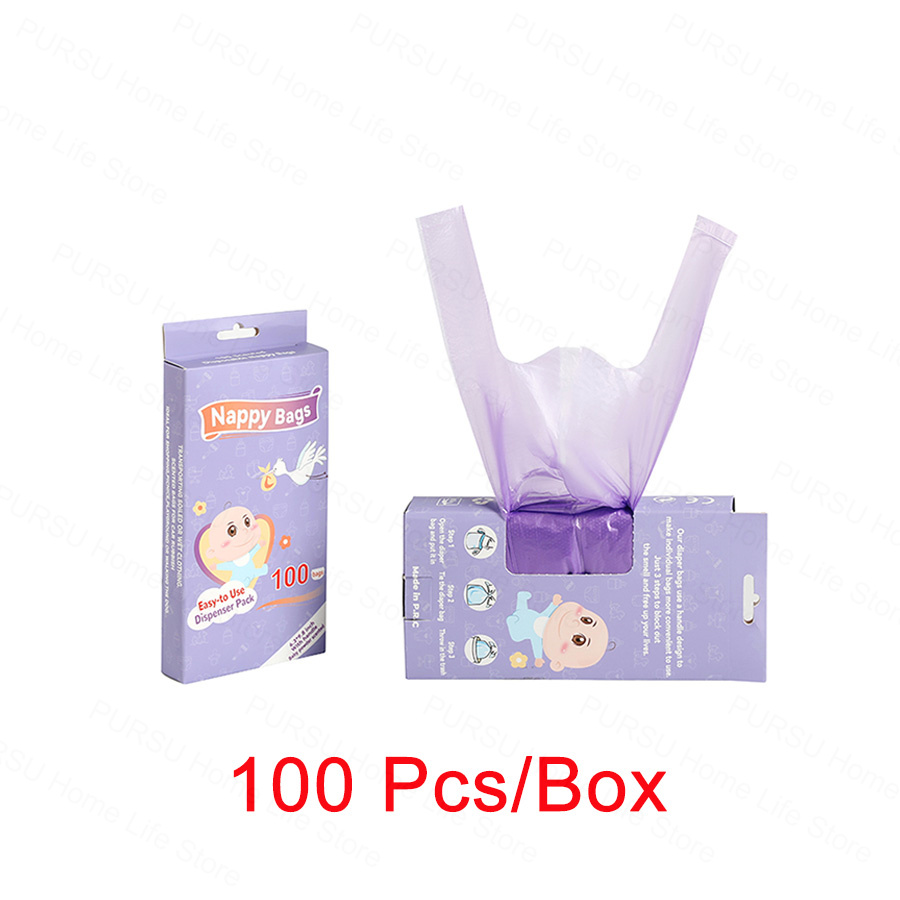 100/200 Stuks Luierzakken Wegwerp Geurende Vuilniszak Voor Vrouwelijke Producten Luier Verwijdering Of Huisdier Afval Zak Draagbare vuilniszakken: Light Grey