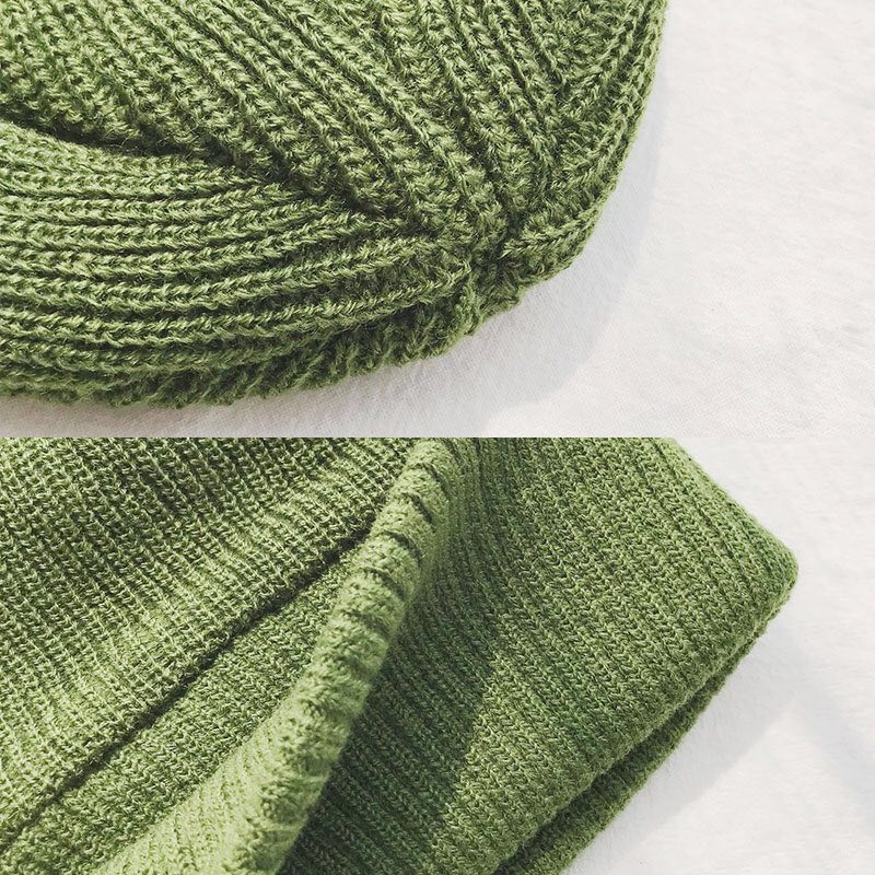 Gorro de punto elástico para hombre y mujer, gorro cálido a la , color verde, para invierno,
