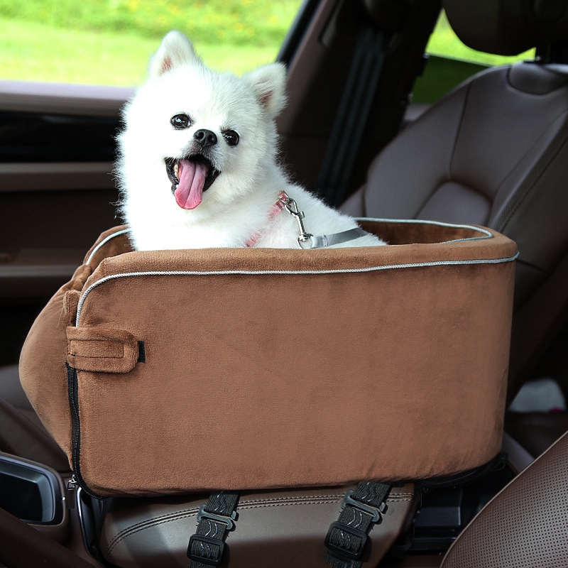Arm Rest Dog Car Seat,Dog Booster Car Seat For Small Dogs,Pet Car Console Seat Travel Carrier Cage For Cars