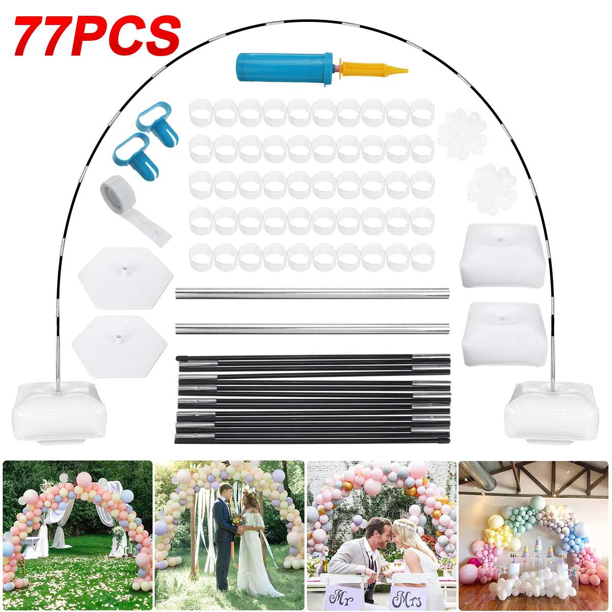 Arch Shape 1 Set Decorative Arch Shape Balloon Stand Set Garland Balloon Stand Water Fillable Base for Birthday
