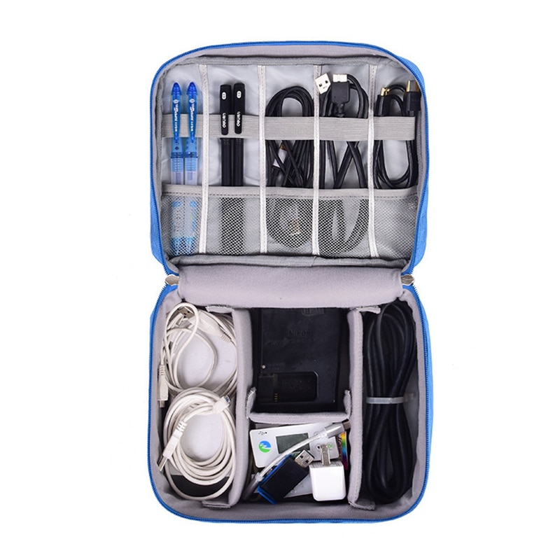 Rejsetilbehør kabeltaske bærbar digital usb efterbehandling gadget arrangør oplader ledninger mskeup pose kit lynlås sag opbevaring