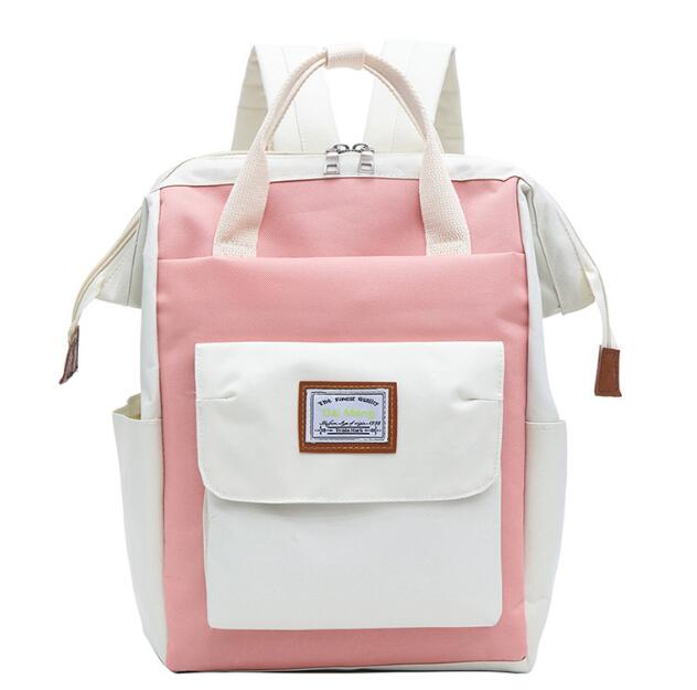 Chuwanglin-mochila de nailon a prueba de agua para mujer, mochila para ordenador portátil, mochilas escolares de retales para adolescentes, A51803: white pink