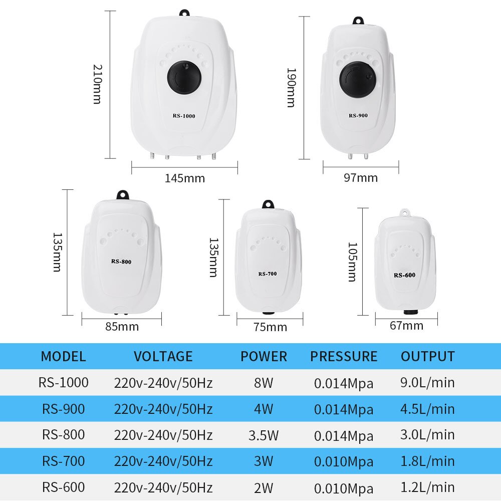 Rs -600/700/800/900/1000 aquarium luchtpomp stille compressor enkele en dubbele uitlaat zuurstofpomp aquarium aquarium accessoires