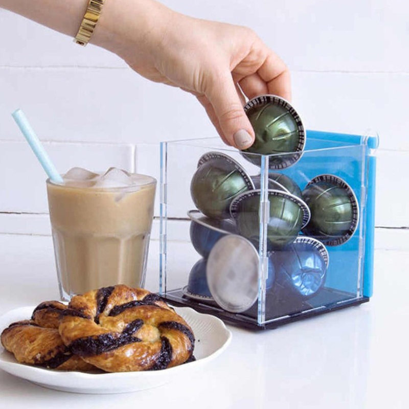 Acrylic Capsule Coffee Storage Box Coffee Pod Cup Holder Nordic Transparent Dustproof Case with Lid Organizer