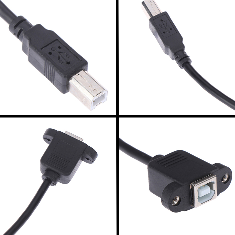 USB 2.0 Type B Male to Type B Female Printer Extension Cable With Panel Mount Screw Hole 30cm Male to Female M/F Extension Cable