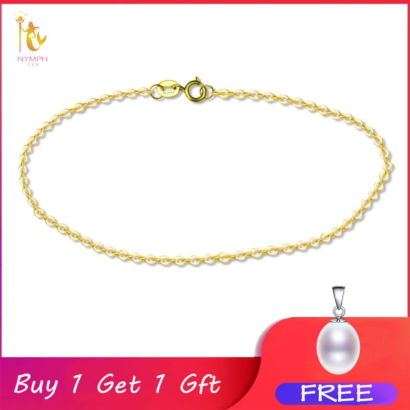 NYMPH 18K Yellow Gold Chain Bracelet Pure Au750 Charm Trendy Bracelets For Women Party S327