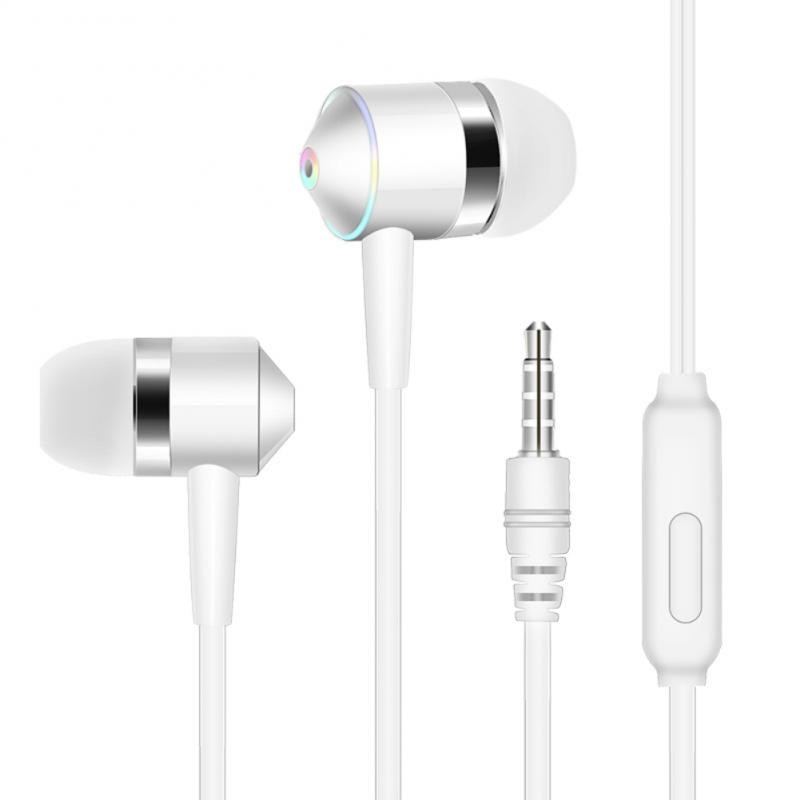 Universele In-Ear Oortelefoon Wired Super Bass 3.5Mm Crack Kleurrijke Headset Oordopjes Met Microfoon Handsfree Voor xiaomi: WHITE