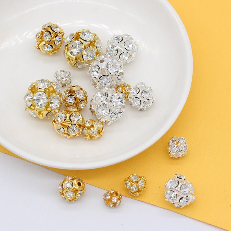 20p 6-16mm forgyldte sølvbelagte metalperler beaded diy smykker fund pave diamanter rund spacer løse perler tilbehør levering