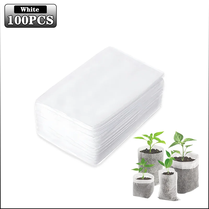 100-1000PCS Fabric Plant Seedling Bags for Vegetables Flowers Herbs and Plant Growth Eco Friendly Nursery Pots Gardening Bags: XL / Light Grey