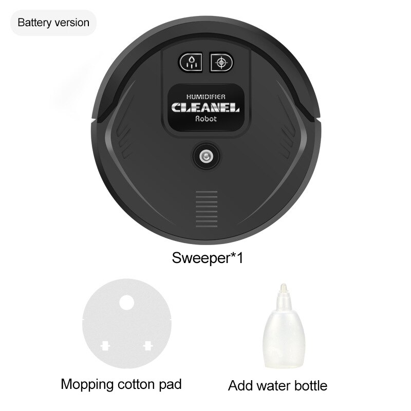 Automatische Vegen Robot Uv Desinfectie Usb Opladen Smart Stofzuiger Dweilen Spray Luchtbevochtiger Thuis Vloer Veegmachine Machine: Black Battery