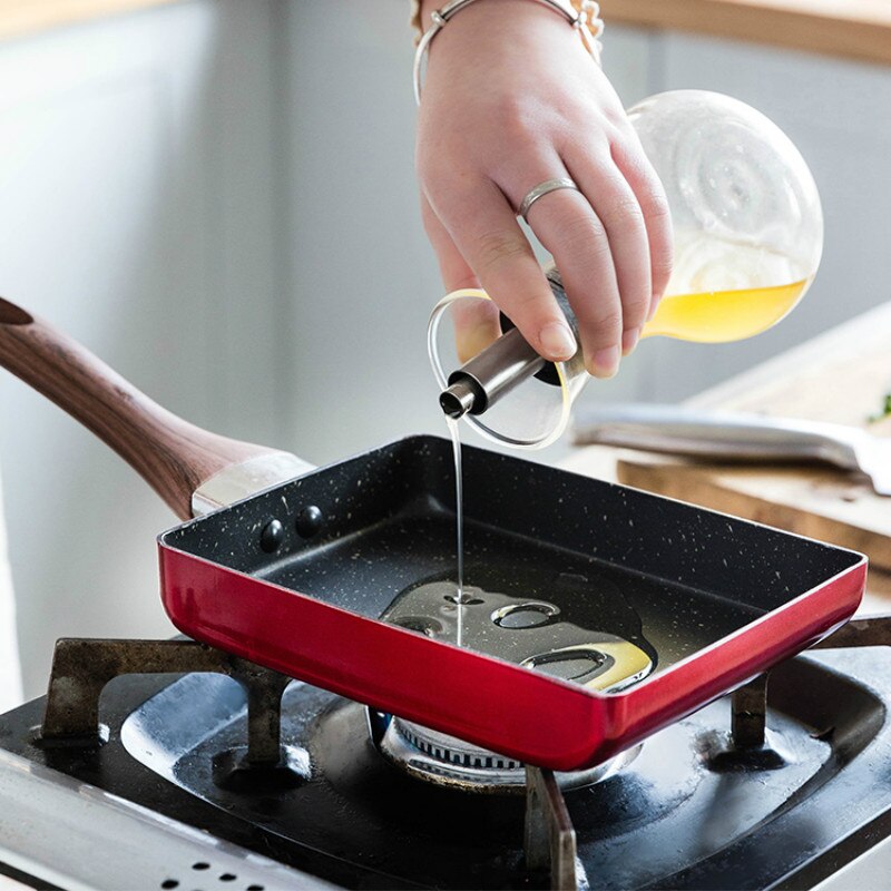 Aluminiumslegering jade simrede rissten mini rektangulært stegt æg non-stick pande tyk æg flad bund lille stegepande  ll101911