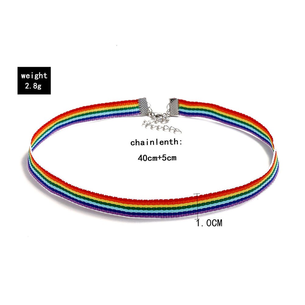 Modyle Men Women Gay Pride Rainbow Choker Necklace Gay And Pride Lace Chocker Color Ribbon Collar Punk Jewelry Party