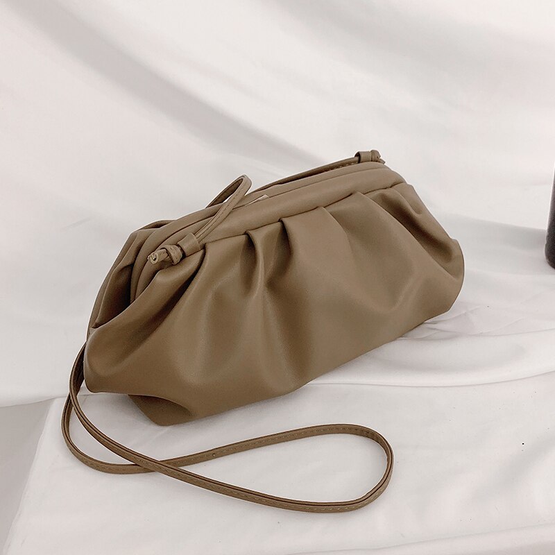 Herald jour pochette soirée sac à main sac femmes grand ruché oreiller sac en cuir pochette sac à main sac blanc noir vert: Kaki / 11x28x10CM