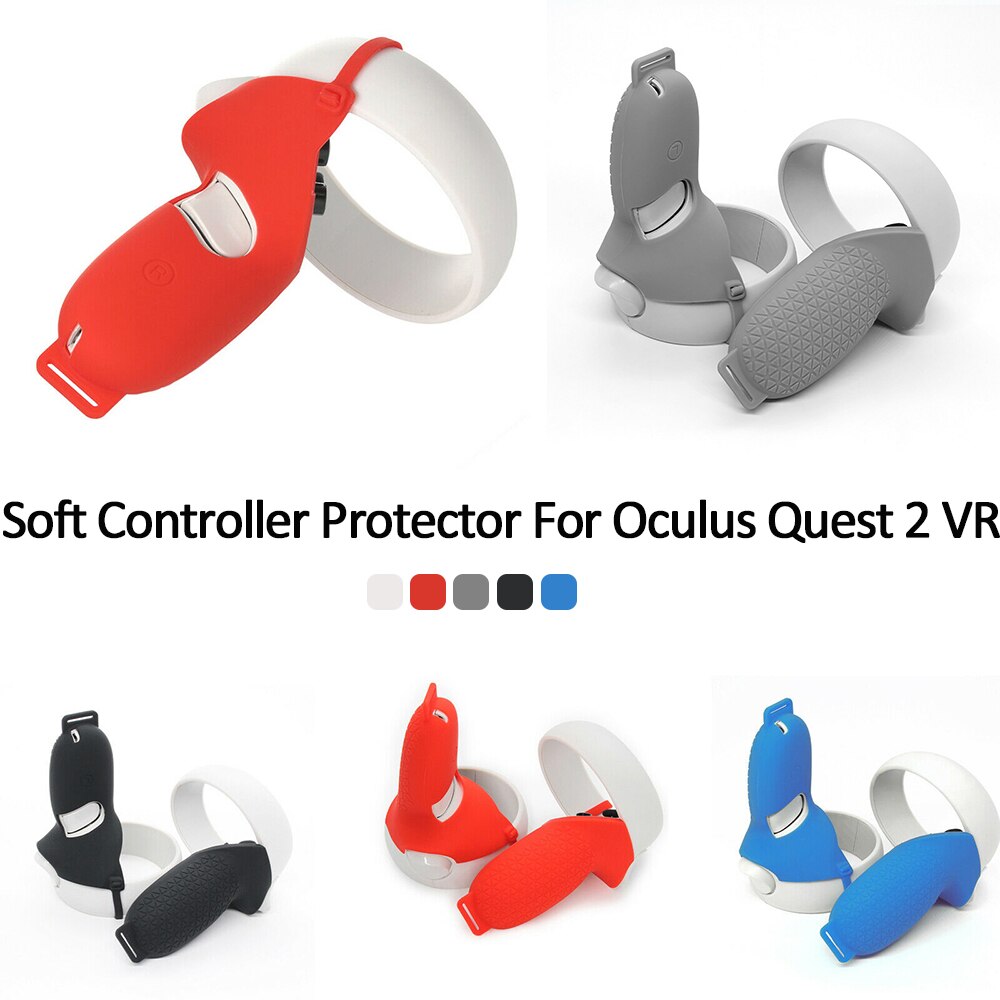 Cubierta protectora de silicona VR para Oculus Quest 2, funda protectora suave con mango de piel, accesorios de VR, 1 ud.